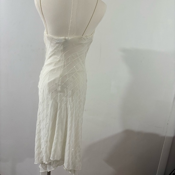 B Darlin Asymmetrical Mermaid Midi Dress Sz 1/2 White Sequin Bridal Fairy - Picture 6 of 14